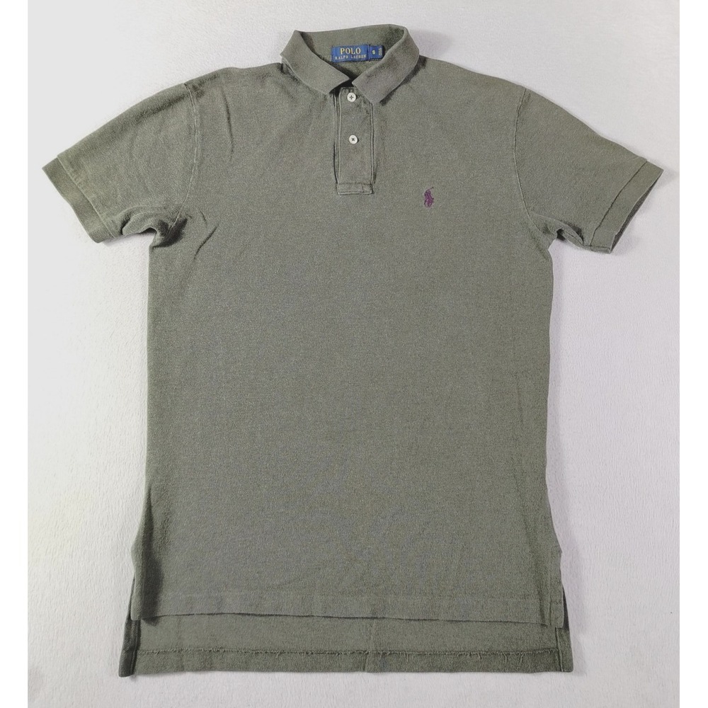 Polo Ralph Lauren Polo Shirt Mens Small Green Solid Pique Pony Casual Preppy